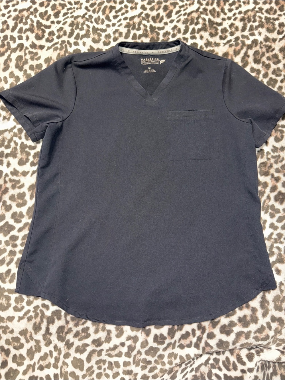 Fabletics Black Short-Sleeve Scrub top with Subtle Logo Back
